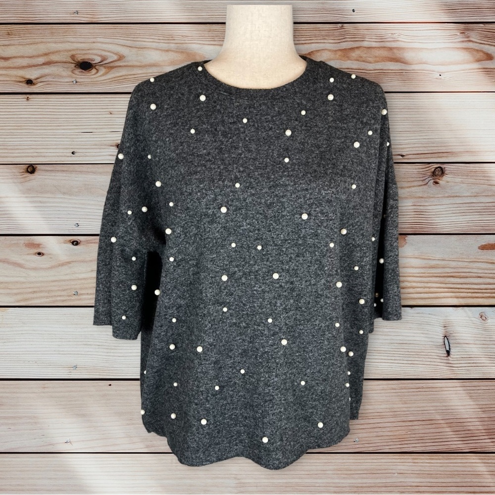 Zara Trafaluc soft touch faux pearl sweater‎ size S